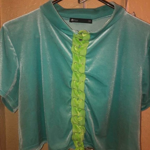 Dolls Kill Sky Modern Angel Velour Crop Top Plus Size - Picture 5 of 6